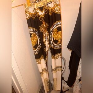Versace Heritage Collection White Black & gold Leggings READ DESCRIPTION